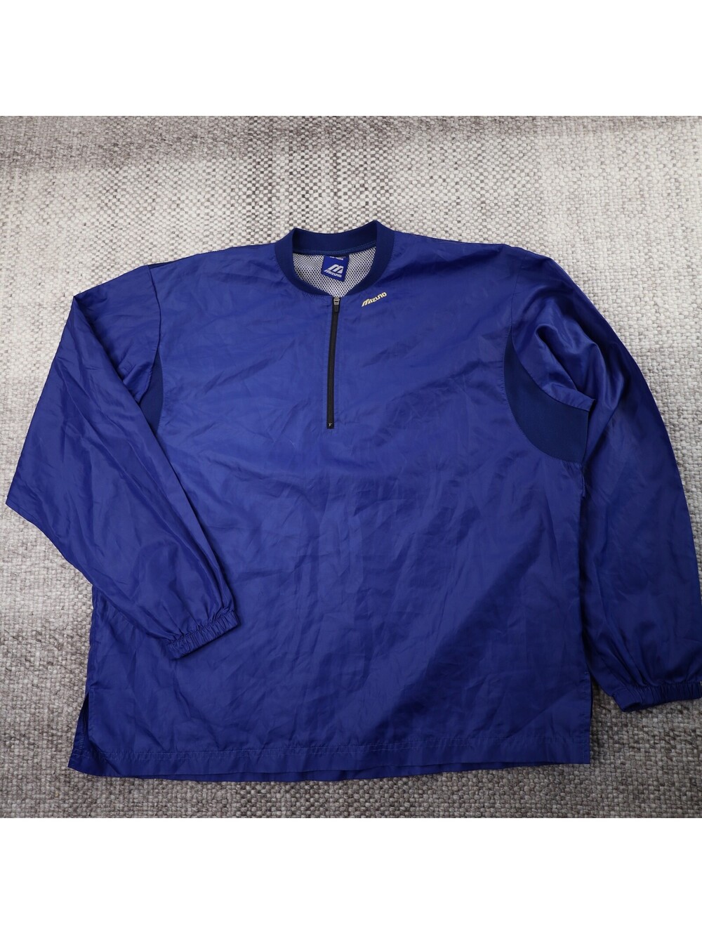 Mizuno Windbreaker Mens Medium 38-40 Royal Blue 1/4 Zip Pullover Training